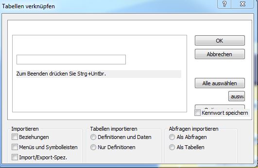 Access - leeres Importfenster