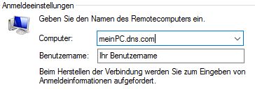 meinPCdns - Windows Remote Desktop einrichten mit DNS