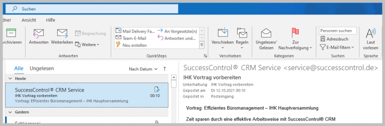 Tipp Outlook EMails mit Notizen versehen SuccessControl® CRM